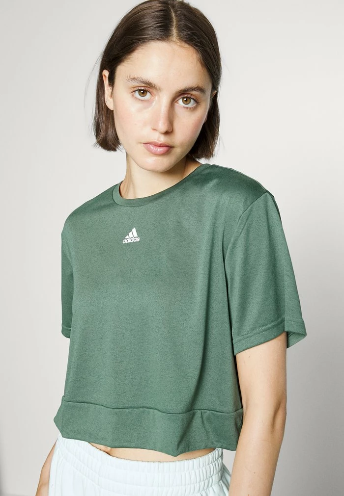 Adidas Performance CROP - Basic T-shirt - Green Oxide/white 6 Adidas Performance CROP - Basic T-shirt - Green Oxide/white - Image 4