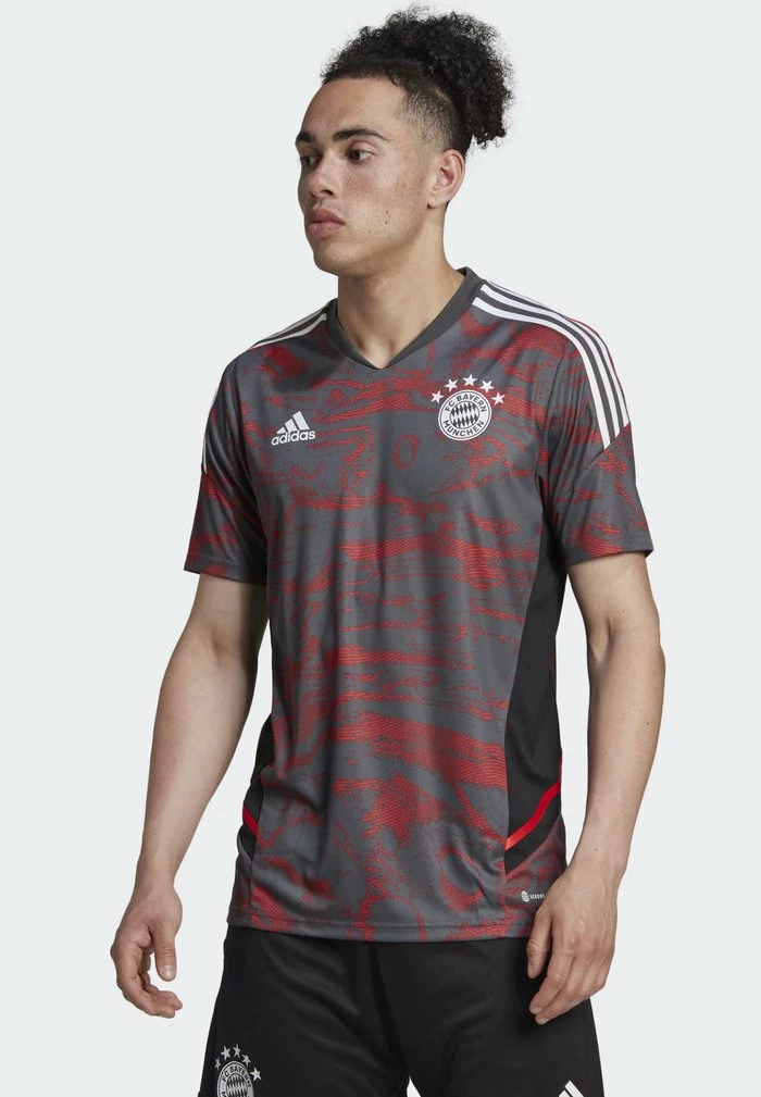 Adidas Performance FC BAYERN MÜNCHEN EU TRAININGS JERSEY - Sports T-shirt - Red/grey Six 3 Adidas Performance FC BAYERN MÜNCHEN EU TRAININGS JERSEY - Sports T-shirt - Red/grey Six