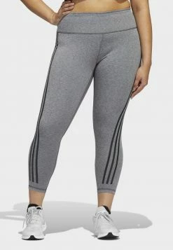 Adidas Performance OPTIME TRAINICONS STRIPES PLUS SIZE - Leggings - Grey