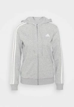 Adidas Performance Zip-up Sweatshirt - Medium Grey Heather/white