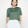 Adidas Performance CROP - Basic T-shirt - Green Oxide/white 2 Adidas Performance CROP - Basic T-shirt - Green Oxide/white -adidas Performance Shop 17415c8d8ed2489694c557d883cefcf9
