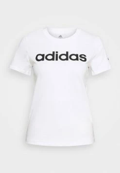 Adidas Performance LOUNGEWEAR ESSENTIALS SLIM LOGO - Print T-shirt - White/black -adidas Performance Shop 1853bf8eb97d43b7b08ff3a2522275af