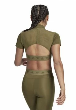 Adidas Performance CROP ZIP TEE - Print T-shirt - Focus Olive -adidas Performance Shop 1f5990b4e90b4543be905d18f4019aab