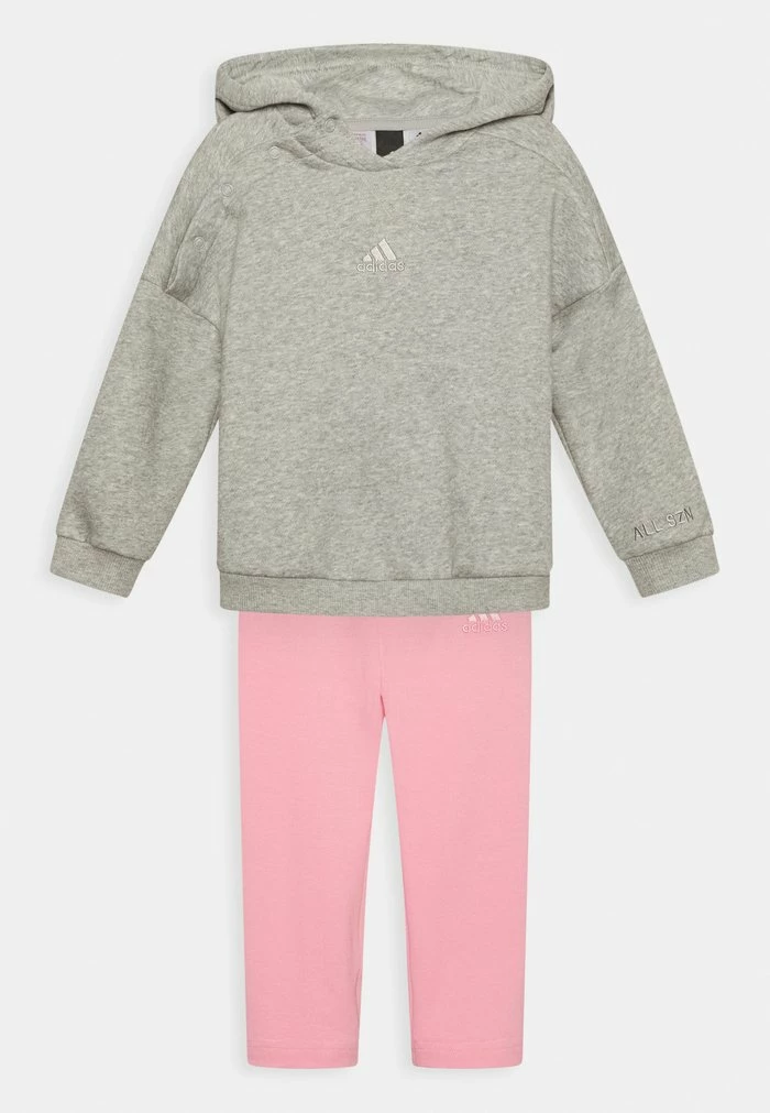 Adidas Performance HOOD SET - Tracksuit - Medium Grey Heather Bliss Pink 3 Adidas Performance HOOD SET - Tracksuit - Medium Grey Heather Bliss Pink