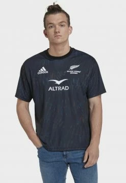 Adidas Performance BOYFRIEND7S HOME UF RUGBY FED NEW ZEALAND - Print T-shirt - Black