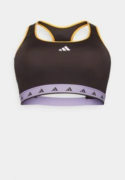 Adidas Performance HYPERGLAM - Medium Support Sports Bra - Dark Brown/purple Glow/white