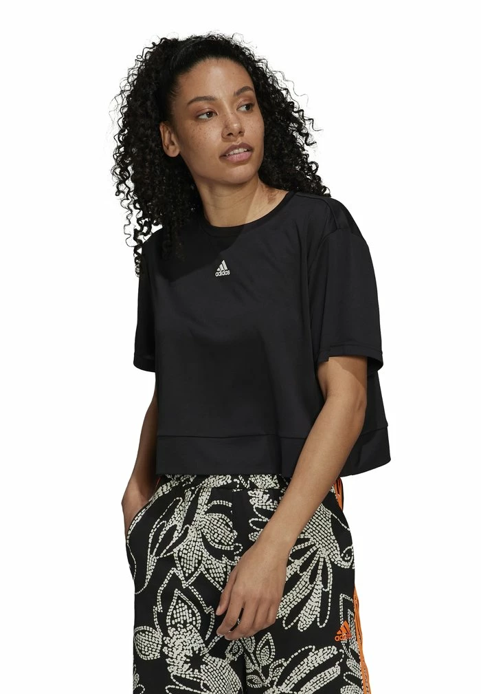 Adidas Performance CROP - Basic T-shirt - Black/white 3 Adidas Performance CROP - Basic T-shirt - Black/white
