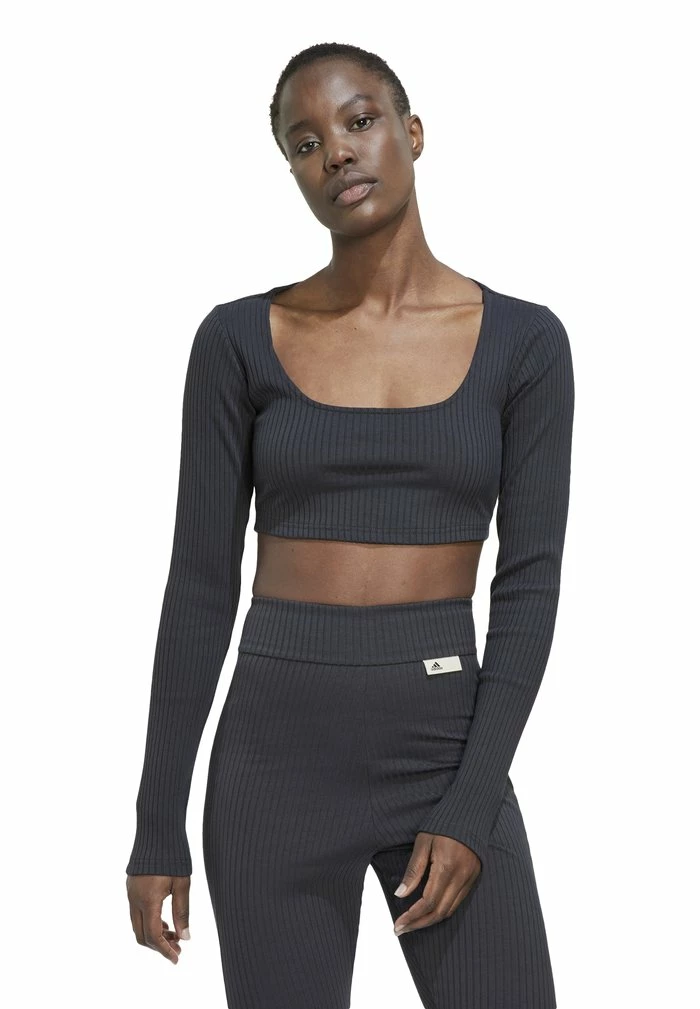 Adidas Performance W SL RIB CRO LS - Sports T-shirt - Carbon 3 Adidas Performance W SL RIB CRO LS - Sports T-shirt - Carbon