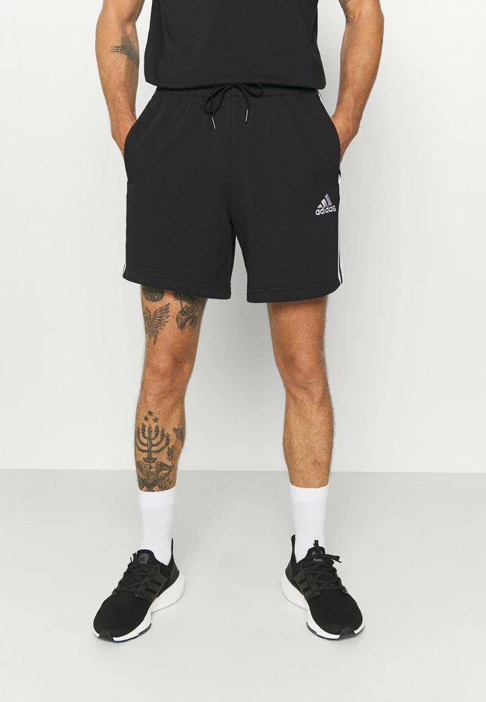 Adidas Performance ESSENTIALS FRENCH TERRY 3 STRIPES - Sports Shorts - Black/white 3 Adidas Performance ESSENTIALS FRENCH TERRY 3 STRIPES - Sports Shorts - Black/white