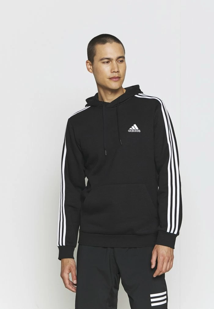 Adidas Performance 3 STRIPES ESSENTIALS - Hoodie - Black/white 3 Adidas Performance 3 STRIPES ESSENTIALS - Hoodie - Black/white