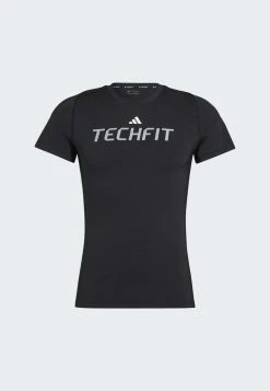 Adidas Performance TECHFIT GRAPHIC - Sports T-shirt - Black -adidas Performance Shop 4f2dbfeaad284f0d9194ce1dc514f5c5
