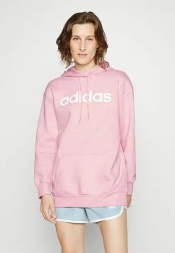 Adidas Performance LINEAR ESSENTIALS HOODIE RELAXED - Hoodie - True Pink/white