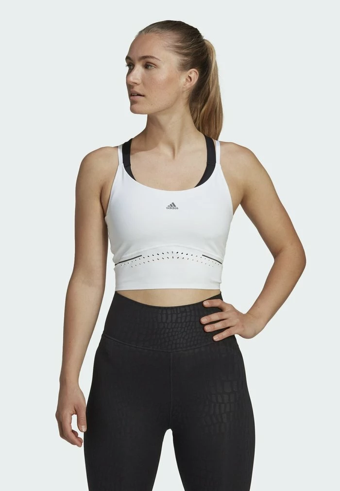 Adidas Performance HIGH INTENSITY - Light Support Sports Bra - White 3 Adidas Performance HIGH INTENSITY - Light Support Sports Bra - White