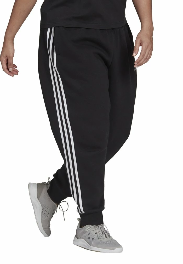 Adidas Performance ESSENTIALS 3-STRIPES FLEECE PLUS SIZE - Tracksuit Bottoms - Black/white 3 Adidas Performance ESSENTIALS 3-STRIPES FLEECE PLUS SIZE - Tracksuit Bottoms - Black/white