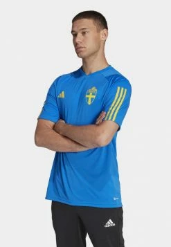 Adidas Performance SWEDEN SVFF TRAINING - Football Shirt - Glow Blue Eqt Yellow