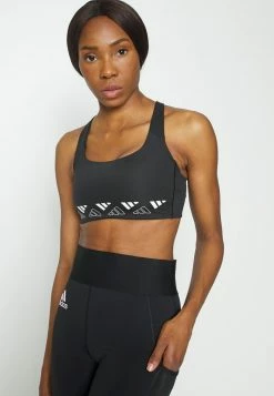 Adidas Performance LOGO - Medium Support Sports Bra - Black/white -adidas Performance Shop 625838c843da4b5bb30fdb8fa3e2c512