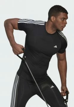 Adidas Performance TECHFIT 3-STRIPES - Print T-shirt - Black -adidas Performance Shop 6bb9e38fe1b44afb87f151db3e835658