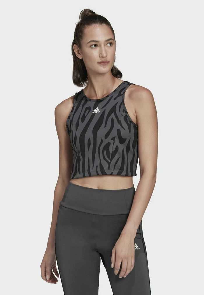 Adidas Performance AEROREADY DESIGNED TO MOVE - Top - Grey 3 Adidas Performance AEROREADY DESIGNED TO MOVE - Top - Grey