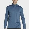 Adidas Performance MT HALF ZI LS - Long Sleeved Top - Blue -adidas Performance Shop 78cb5d7b5c544464a185427b27cb2396