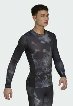 Adidas Performance TECHFIT ALLOVER PRINTED LONG-SLEEVE - Long Sleeved Top - Light Grey Black -adidas Performance Shop 7b10f13bfcb84cb9aee61db8ac75f7e1