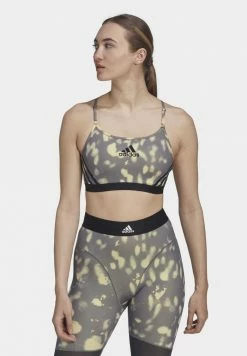 Adidas Performance AEROREACT HYPERGLAM - Light Support Sports Bra - Almost Yellow/trace Grey/black