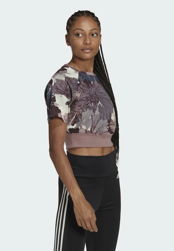 Adidas Performance ALLOVER PRINTED CROPPED - Print T-shirt - Brown 5 Adidas Performance ALLOVER PRINTED CROPPED - Print T-shirt - Brown - Image 3