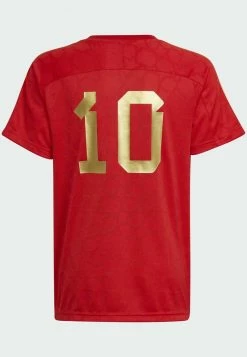 Adidas Performance MOTION SALAH STRIPES - Print T-shirt - Red -adidas Performance Shop 8415778338fd46e788bf0e7325566f3b