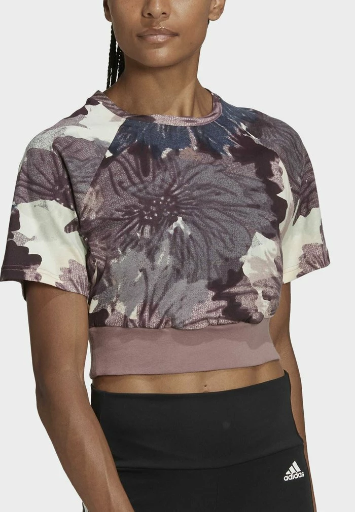 Adidas Performance ALLOVER PRINTED CROPPED - Print T-shirt - Brown 6 Adidas Performance ALLOVER PRINTED CROPPED - Print T-shirt - Brown - Image 4