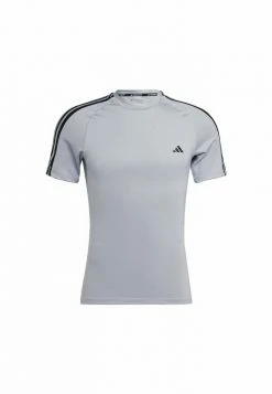 Adidas Performance TECHFIT 3-STRIPES - Print T-shirt - Grey