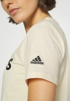 Adidas Performance LOUNGEWEAR ESSENTIALS SLIM LOGO - Print T-shirt - Ecru/black -adidas Performance Shop 8ff730b551d146b0b8774306577d8518