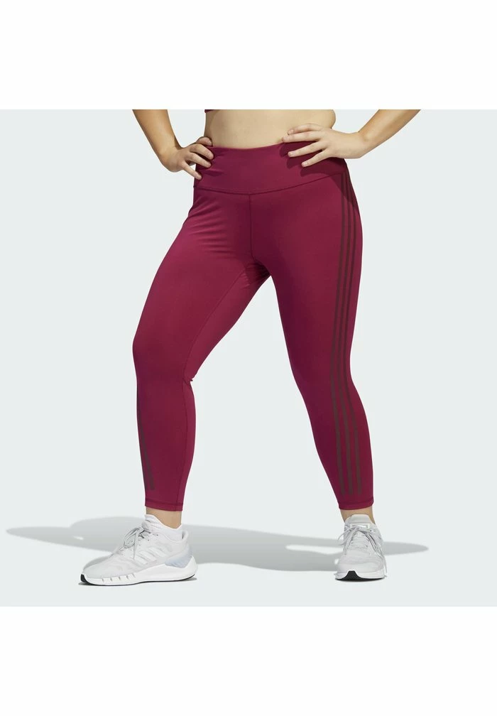 Adidas Performance OPTIME TRAINICONS STRIPES PLUS SIZE - Leggings - Red 5 Adidas Performance OPTIME TRAINICONS STRIPES PLUS SIZE - Leggings - Red - Image 3