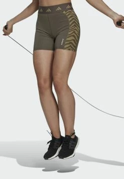 Adidas Performance HYPERGLAM TECHFIT ZEBRA HIGH-WAISTED - Shorts - Brown