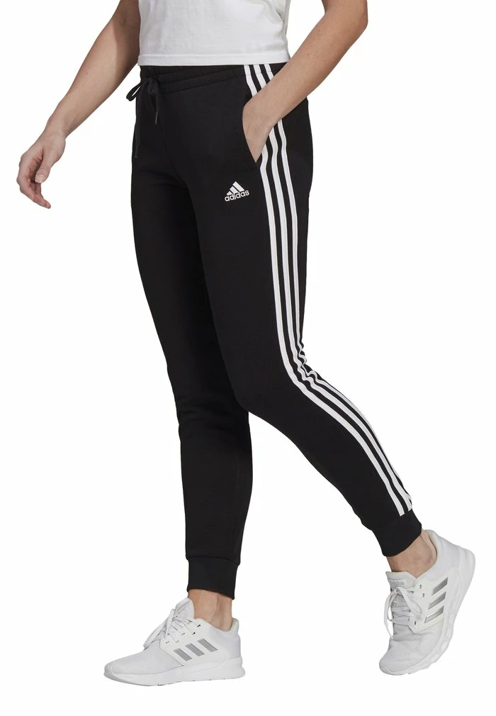 Adidas Performance ESSENTIALS FLEECE 3-STRIPES - Tracksuit Bottoms - Black/white 3 Adidas Performance ESSENTIALS FLEECE 3-STRIPES - Tracksuit Bottoms - Black/white