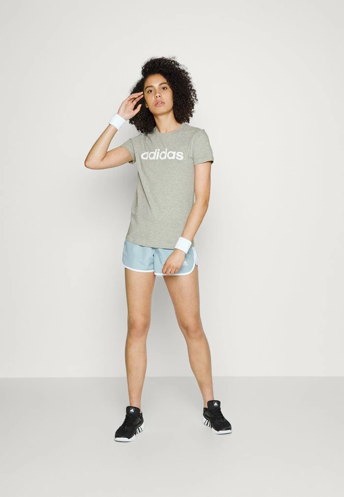 Adidas Performance LOUNGEWEAR ESSENTIALS SLIM LOGO - Print T-shirt - Medium Grey Heather/white 4 Adidas Performance LOUNGEWEAR ESSENTIALS SLIM LOGO - Print T-shirt - Medium Grey Heather/white - Image 2