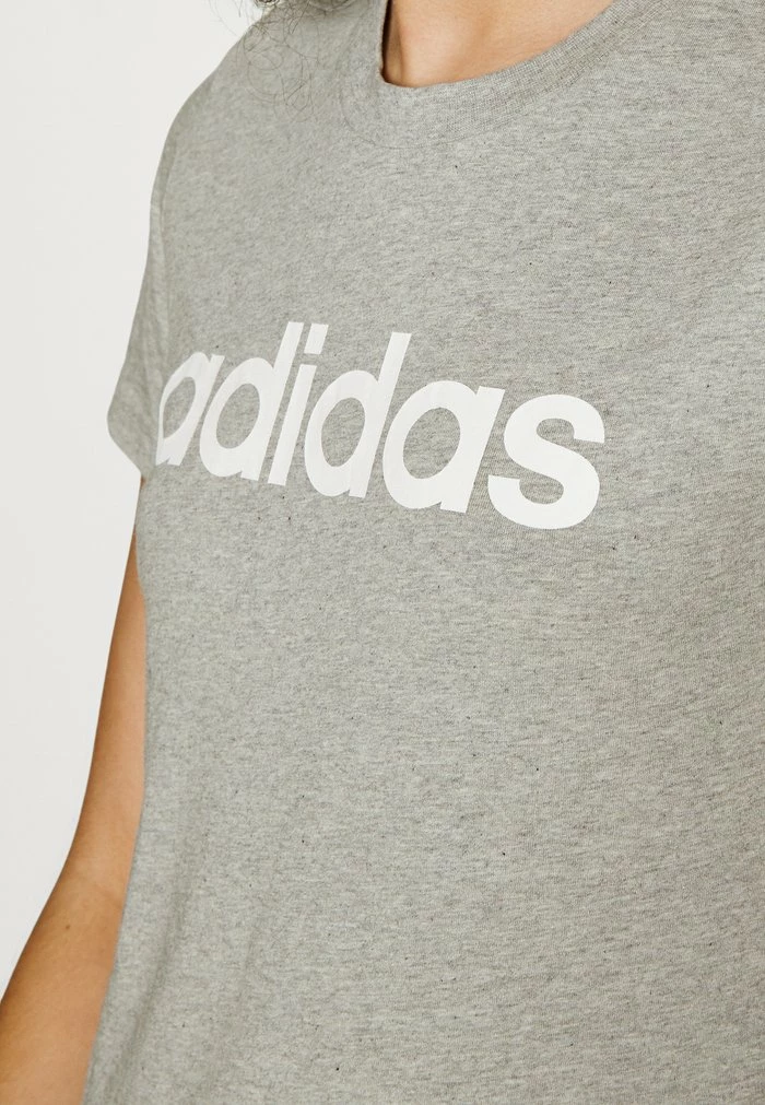 Adidas Performance LOUNGEWEAR ESSENTIALS SLIM LOGO - Print T-shirt - Medium Grey Heather/white 7 Adidas Performance LOUNGEWEAR ESSENTIALS SLIM LOGO - Print T-shirt - Medium Grey Heather/white - Image 5