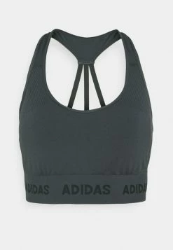 Adidas Performance AEROKNIT PS TRAINING WORKOUT DESIGNED4TRAINING PRIMEGREEN SPORTS BRA LIGHT SUPPORT FITTED - Light Support Sports Bra - Anthracite