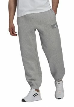 Adidas Performance ESSENTIALS FEELVIVID FLEECE STRAIGHT - Tracksuit Bottoms - Medium Grey Heather