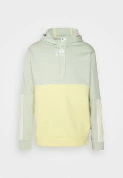 Adidas Performance ESSENTIALS COLORBLOCK FLEECE - Hoodie - Linen Green/alumina/almost Yellow -adidas Performance Shop b61ef03e644f486bb00defcaf5e2553a