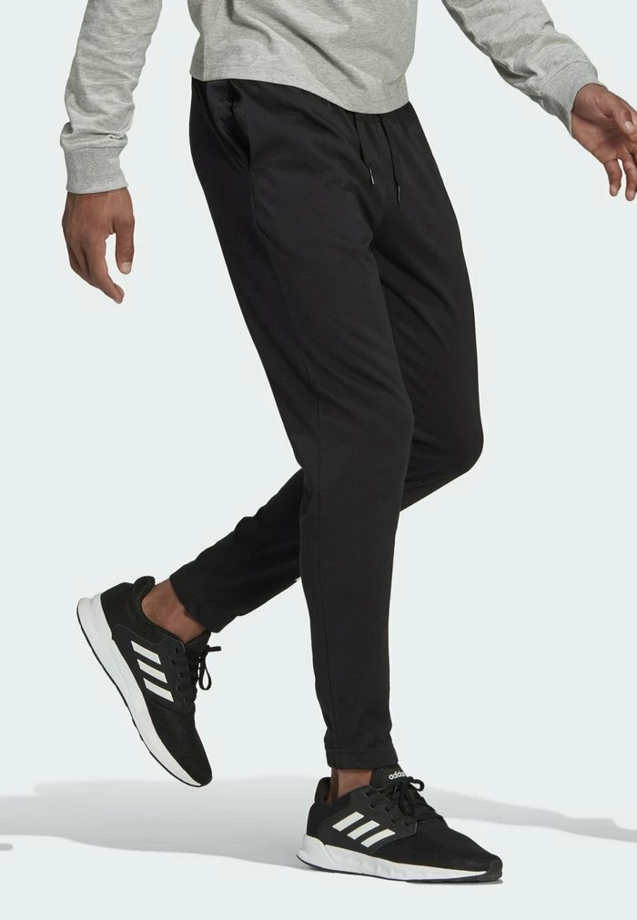 Adidas Performance ESSENTIALS SINGLE TAPERED - Tracksuit Bottoms - Black 7 Adidas Performance ESSENTIALS SINGLE TAPERED - Tracksuit Bottoms - Black - Image 5