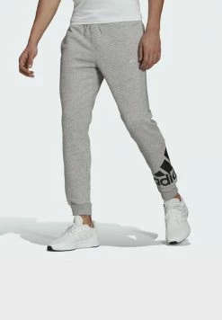 Adidas Performance ESSENTIALS FLEECE TAPERED CUFF LOGO - Tracksuit Bottoms - Grey
