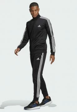 Adidas Performance ESSENTIALS 3-STRIPES - Tracksuit - Top:black/white Bottom:black/white -adidas Performance Shop c4686d19de994e0f875274b5c3364d1d