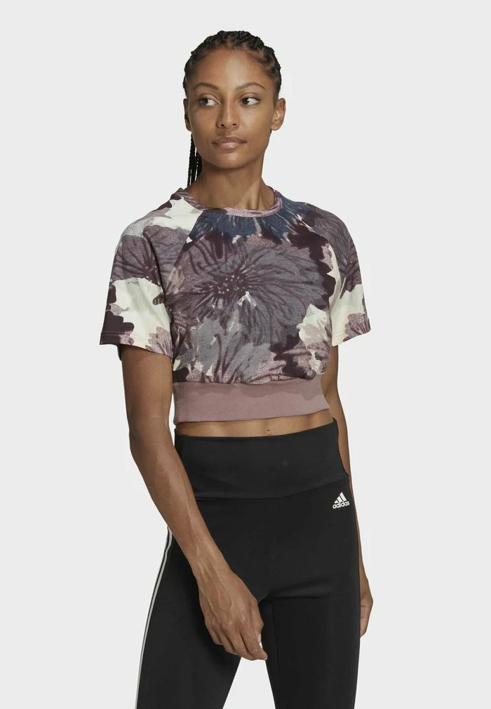 Adidas Performance ALLOVER PRINTED CROPPED - Print T-shirt - Brown 3 Adidas Performance ALLOVER PRINTED CROPPED - Print T-shirt - Brown