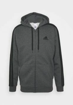 Adidas Performance ESSENTIALS 3 STRIPES FULL ZIP - Zip-up Sweatshirt - Dark Grey Heather -adidas Performance Shop ca405fbe4f214b3c905bbf01b1ac29b6