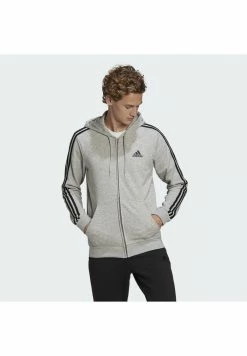 Adidas Performance ESSENTIALS FRENCH TERRY 3-STRIPES FULL-ZIP HOODIE - Zip-up Sweatshirt - Grey