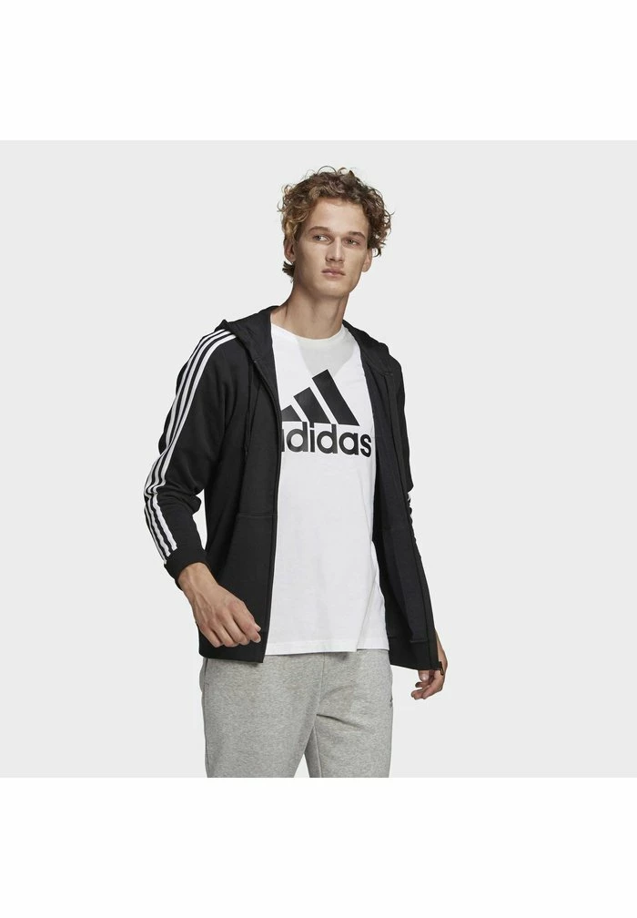 Adidas Performance ESSENTIALS FRENCH TERRY 3-STRIPES FULL-ZIP HOODIE - Zip-up Sweatshirt - Black 5 Adidas Performance ESSENTIALS FRENCH TERRY 3-STRIPES FULL-ZIP HOODIE - Zip-up Sweatshirt - Black - Image 3