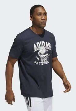 Adidas Performance AWORLD HOOPS BASKETBALL - Print T-shirt - Blue -adidas Performance Shop d81997659c16477b8409d8331bf92258