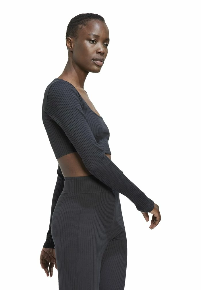 Adidas Performance W SL RIB CRO LS - Sports T-shirt - Carbon 5 Adidas Performance W SL RIB CRO LS - Sports T-shirt - Carbon - Image 3