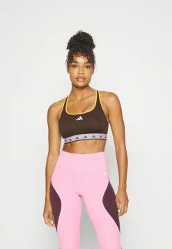 Adidas Performance HYPERGLAM - Medium Support Sports Bra - Darkbrown/purplglow/white