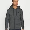 Adidas Performance ESSENTIALS 3 STRIPES FULL ZIP - Zip-up Sweatshirt - Dark Grey Heather