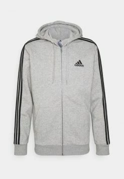Adidas Performance ESSENTIALS 3 STRIPES FULL ZIP - Zip-up Sweatshirt - Medium Grey Heather -adidas Performance Shop f3867d8c6b7b4510bc67672620d44d74